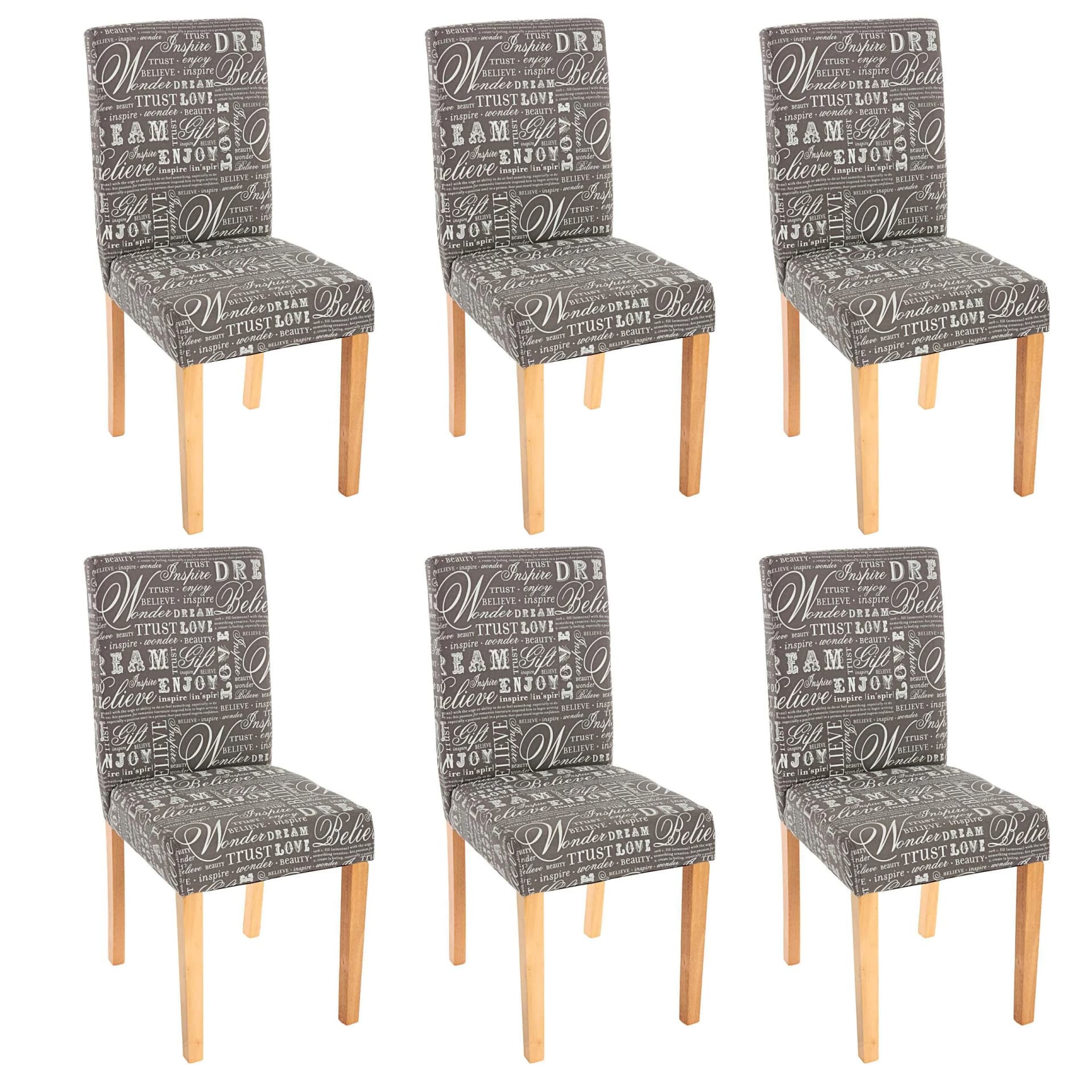 MCW 6er-Set Esszimmerstuhl Littau Grau Textil Helle Beine - Bild 2