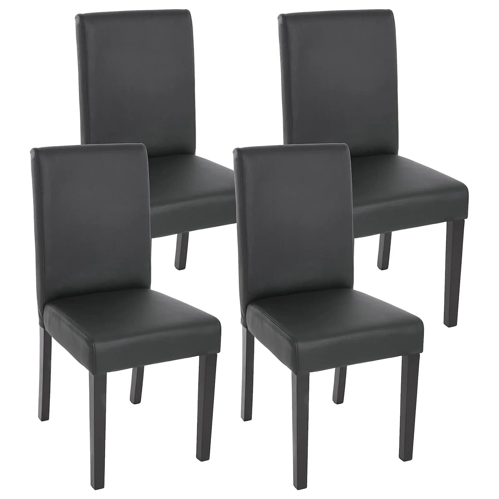 MCW 4er-Set Esszimmerstuhl Littau Kunstleder Schwarz Matt
