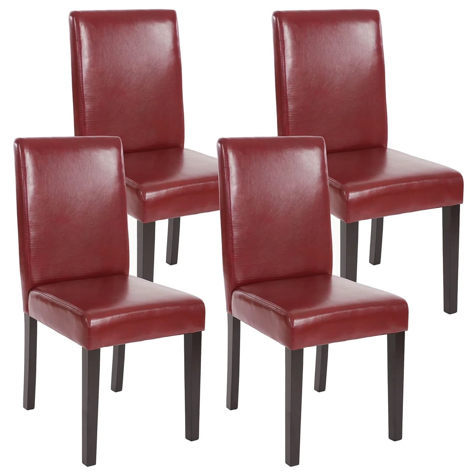 MCW 4er-Set Esszimmerstuhl Littau Kunstleder rot-braun dunkle Beine - Bild 2