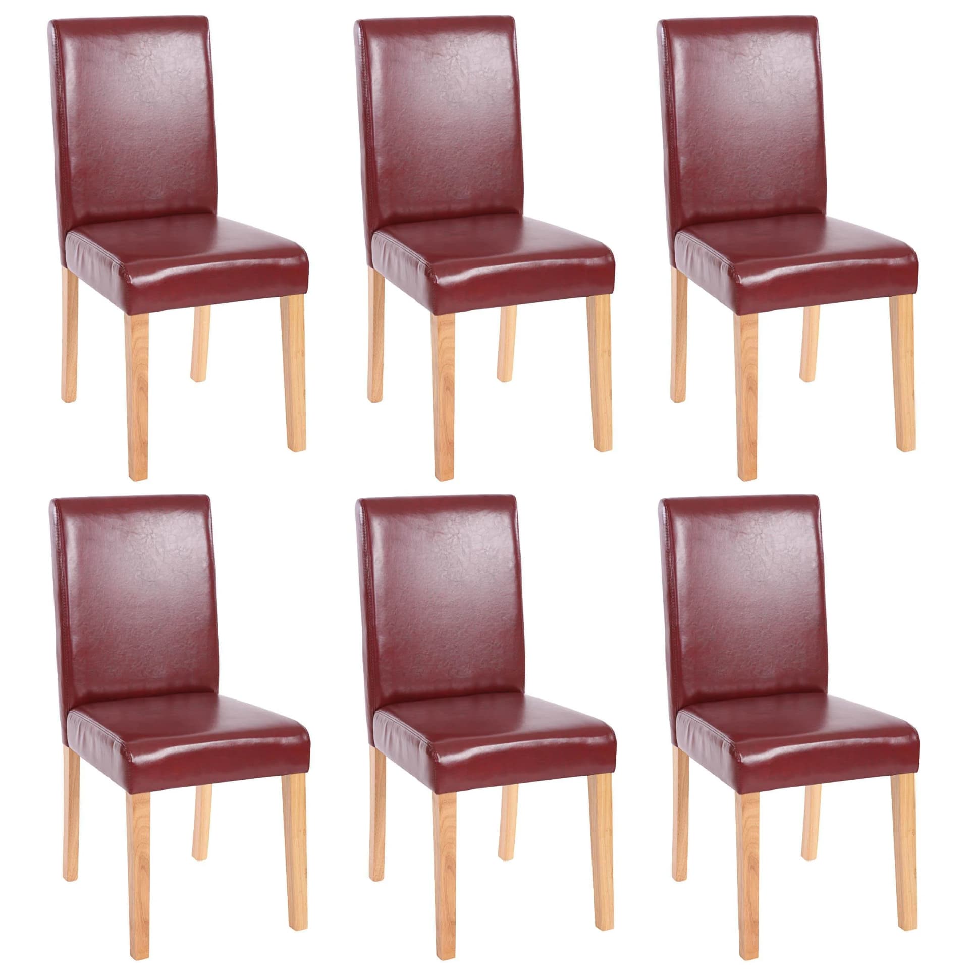 MCW 6er-Set Esszimmerstuhl Littau Kunstleder rot-braun helle Beine - Bild 2