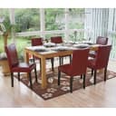 MCW 6er-Set Esszimmerstuhl Littau Kunstleder rot-braun dunkle Beine Bild 1