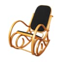 MCW Schaukelstuhl Gallarate Schwingsessel Eiche-Optik Kunstleder Schwarz Bild 1