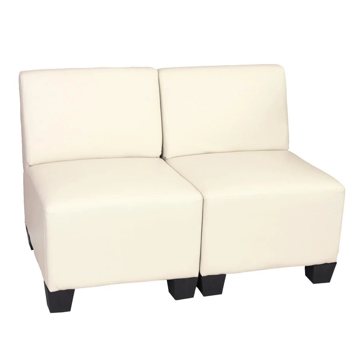 MCW Modular 2-Sitzer Sofa Couch Moncalieri Creme Kunstleder Ohne Armlehnen - Bild 2