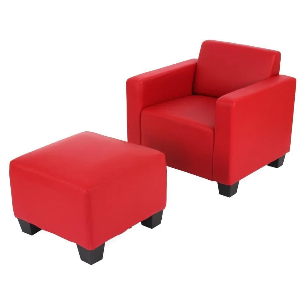 MCW Modular Sessel Loungesessel mit Ottomane Moncalieri Kunstleder Rot - Bild 2