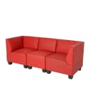 MCW Modular 3-Sitzer Sofa Couch Moncalieri Rot Kunstleder Hohe Armlehnen Bild 2