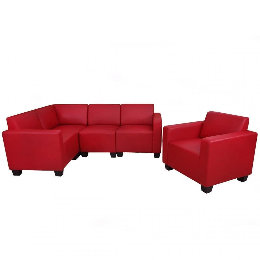 MCW Modular Sofa-System Moncalieri 4-1, Kunstleder rot - Bild 2
