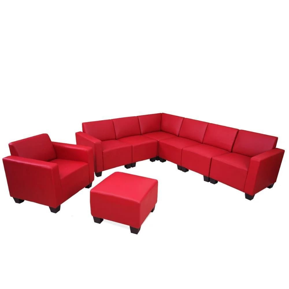 Couch-Garnitur Moncalieri 6-2 Rot Sessel mit Ottomane - Bild 2