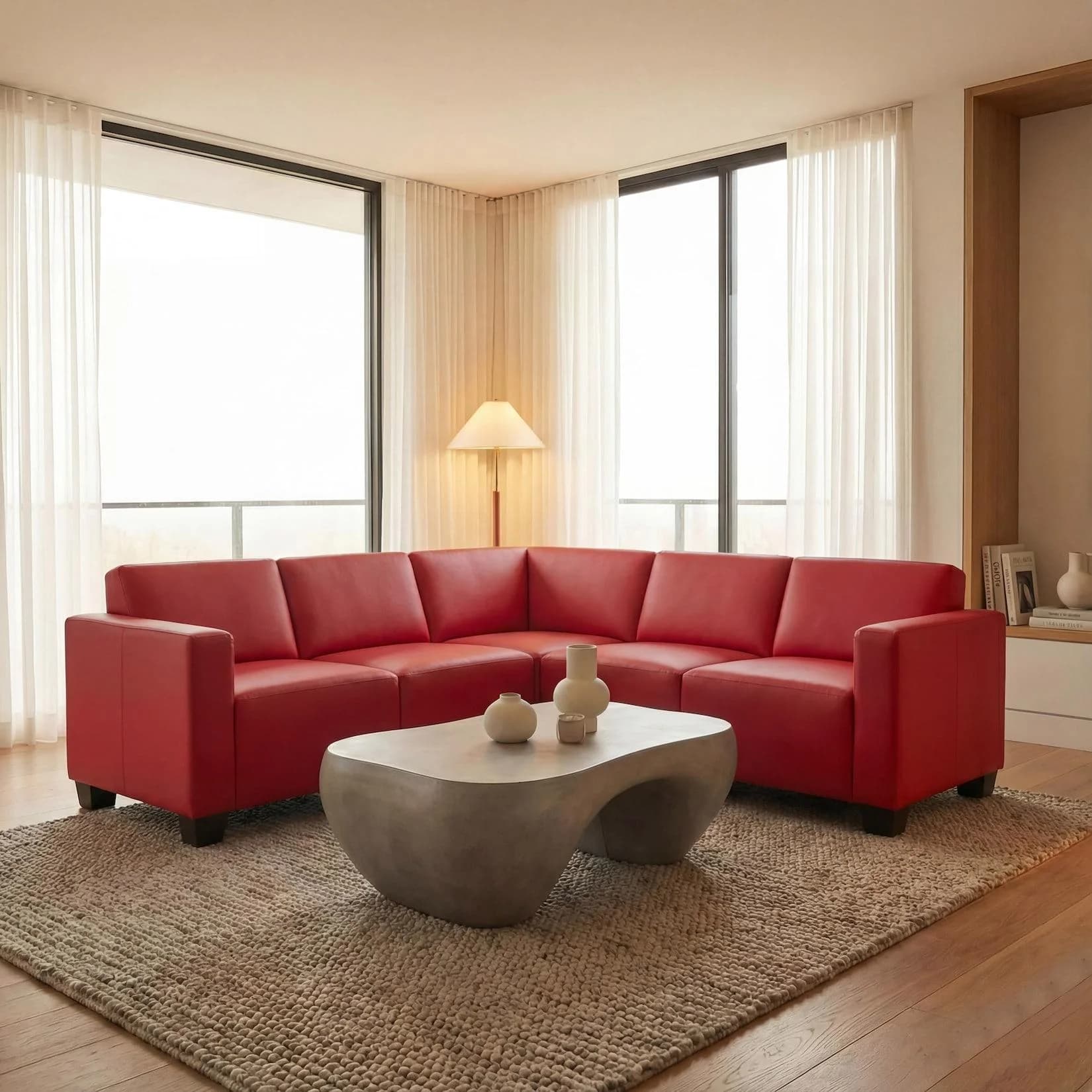 MCW Modular Sofa-System Couch-Garnitur Moncalieri 5 Kunstleder Rot