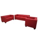 MCW 3-2-1 Couchgarnitur Lille Leder Rot Bild 2