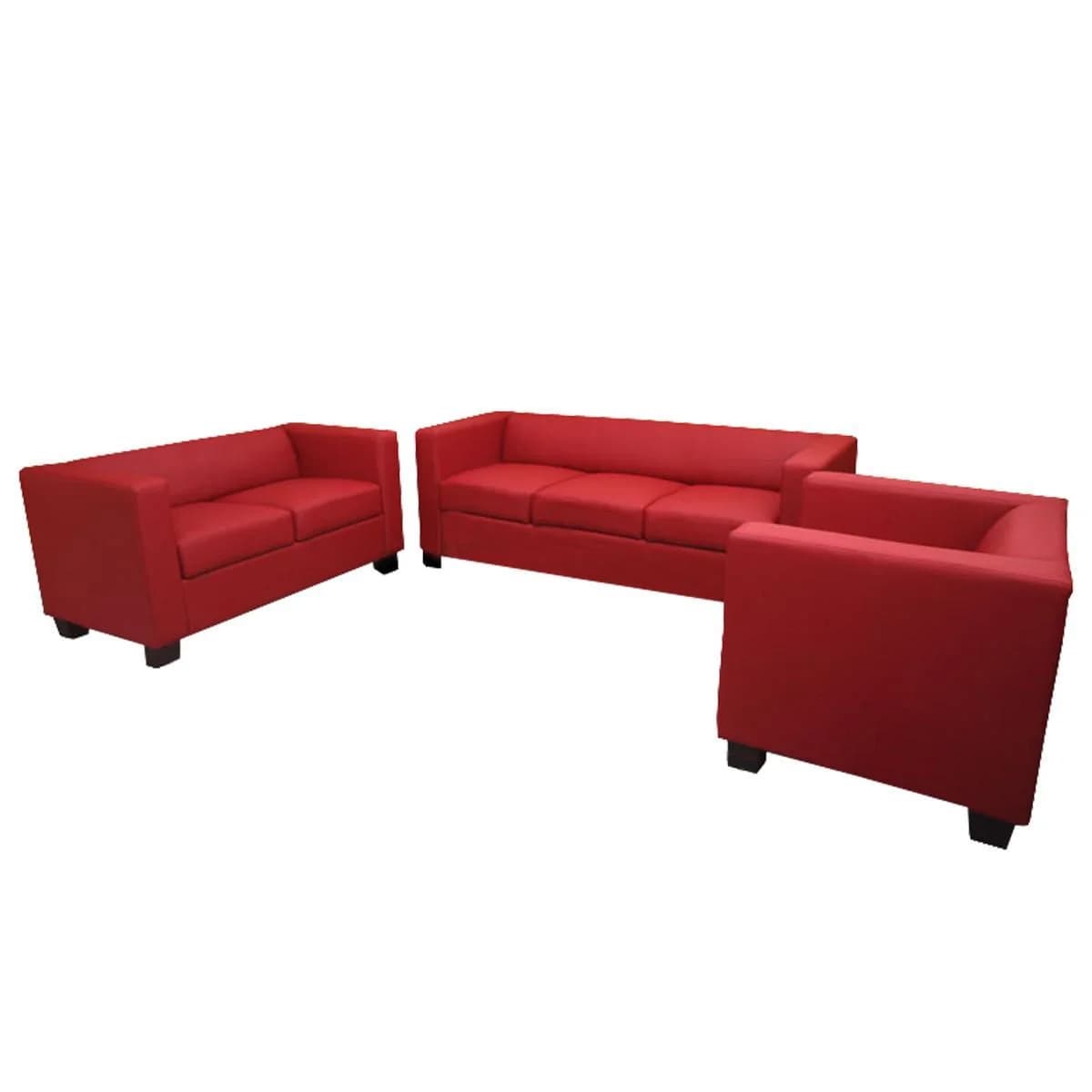 MCW 3-2-1 Couchgarnitur Lille Leder Rot - Bild 2