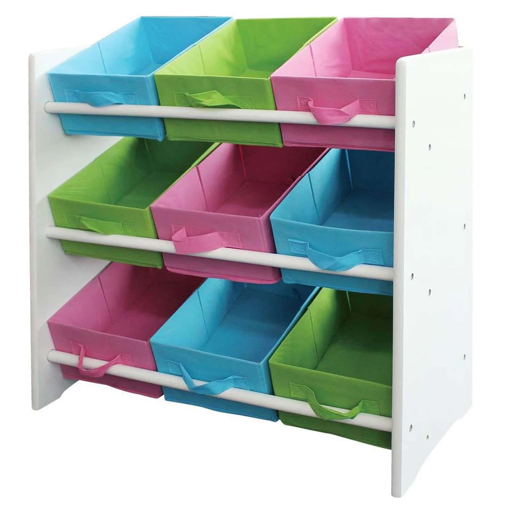 MCW Buntes Kinderregal Holz 9 Ablageflächen mit verstellbaren Boxen