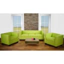 MCW 3-1-1 Couchgarnitur Lille Kunstleder hellgrün mit 2 Sesseln Bild 1