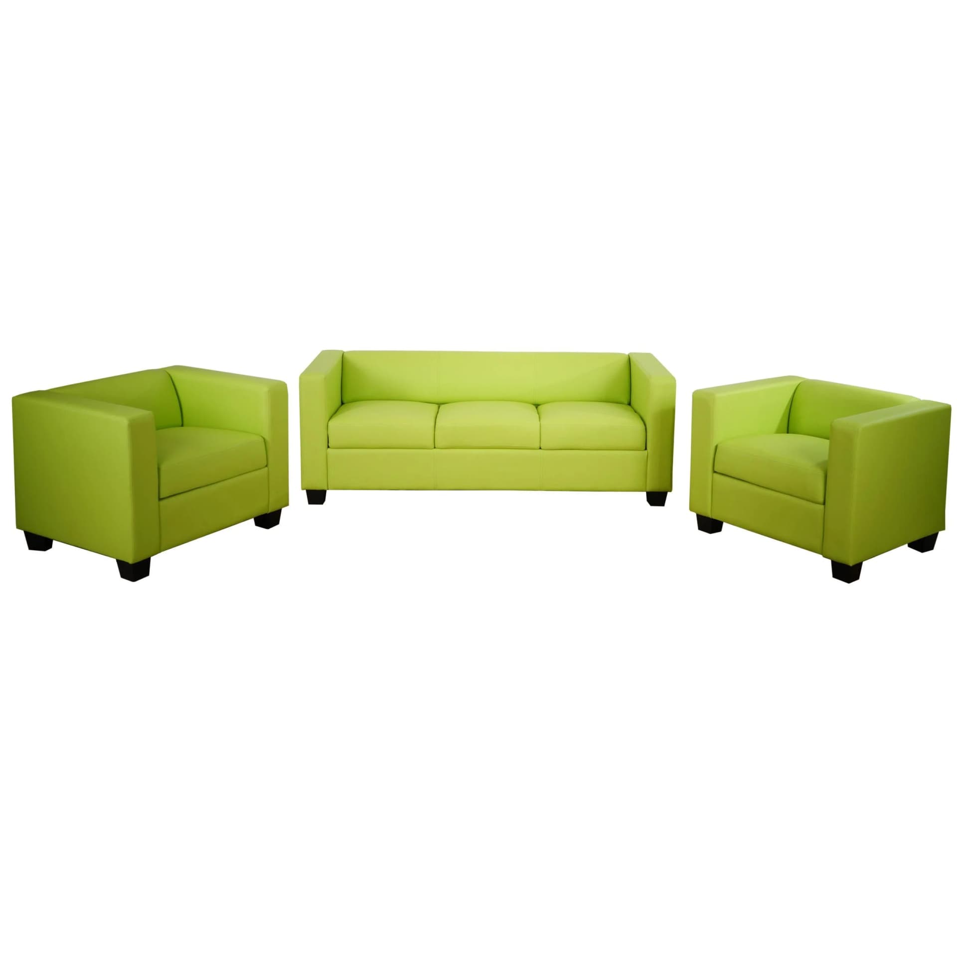 MCW 3-1-1 Couchgarnitur Lille Kunstleder hellgrün mit 2 Sesseln - Bild 2