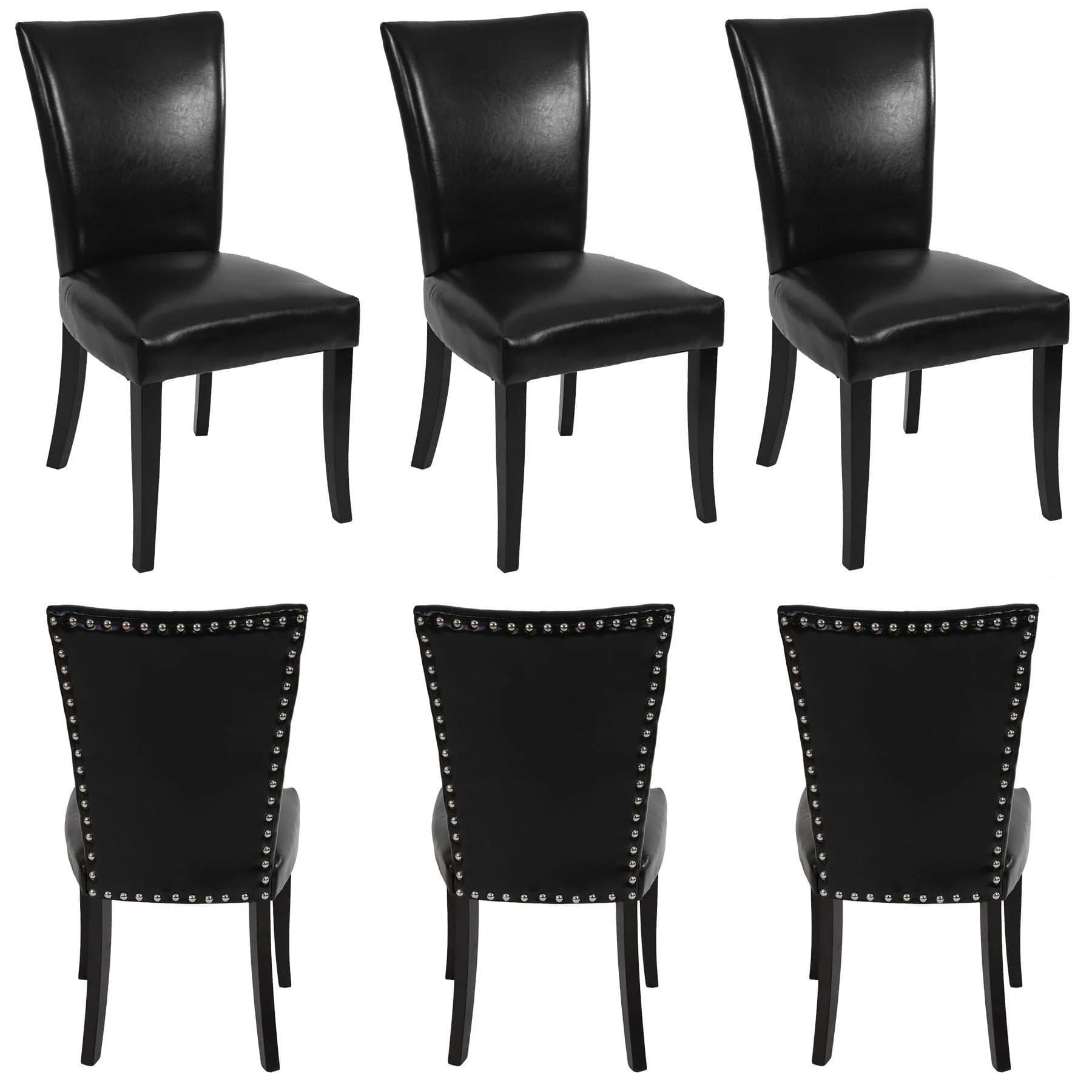MCW 6er-Set Esszimmerstuhl Chesterfield Edinburgh Kunstleder Schwarz Helle Beine - Bild 2