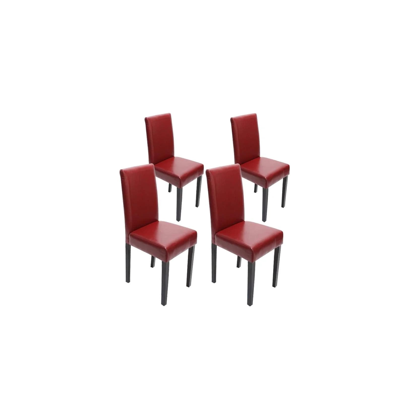 MCW 4er-Set Esszimmerstuhl Littau Leder Rot Dunkle Beine