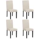 MCW 4er-Set Esszimmerstuhl Littau Weiß Leder Dunkle Beine Bild 2