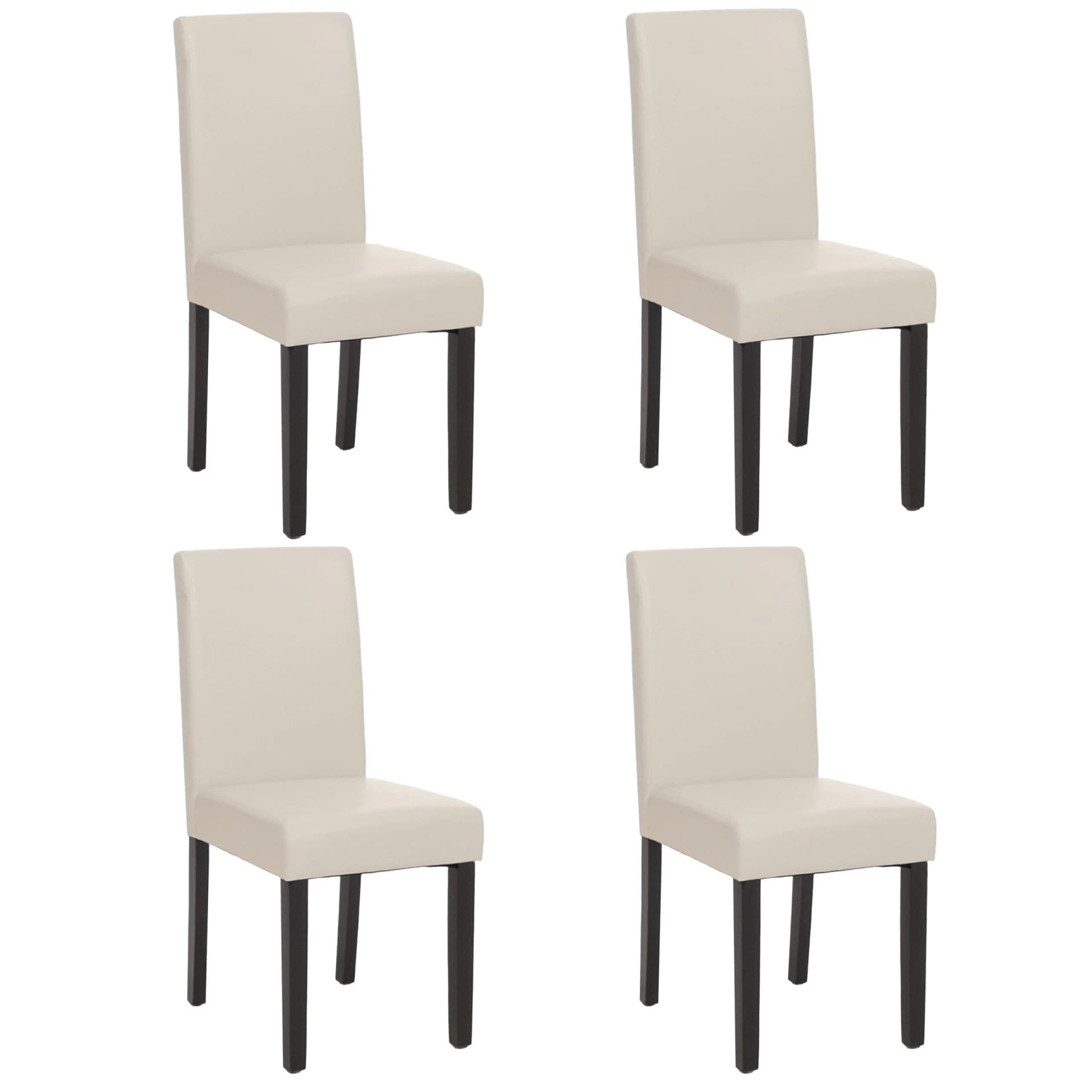MCW 4er-Set Esszimmerstuhl Littau Weiß Leder Dunkle Beine - Bild 2