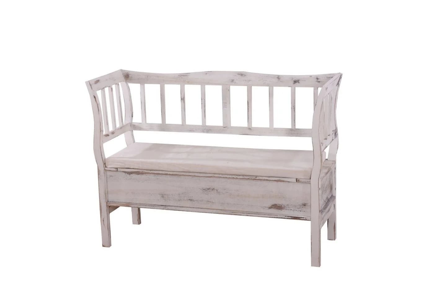MCW Sitztruhe H207 Weiß Shabby-Look mit Kissen - Bild 2