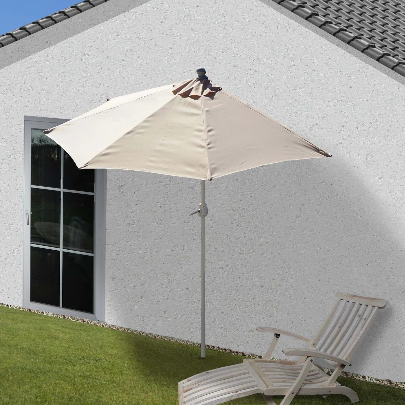 MCW Sonnenschirm halbrund Lorca UV 50+ Creme Balkonschirm