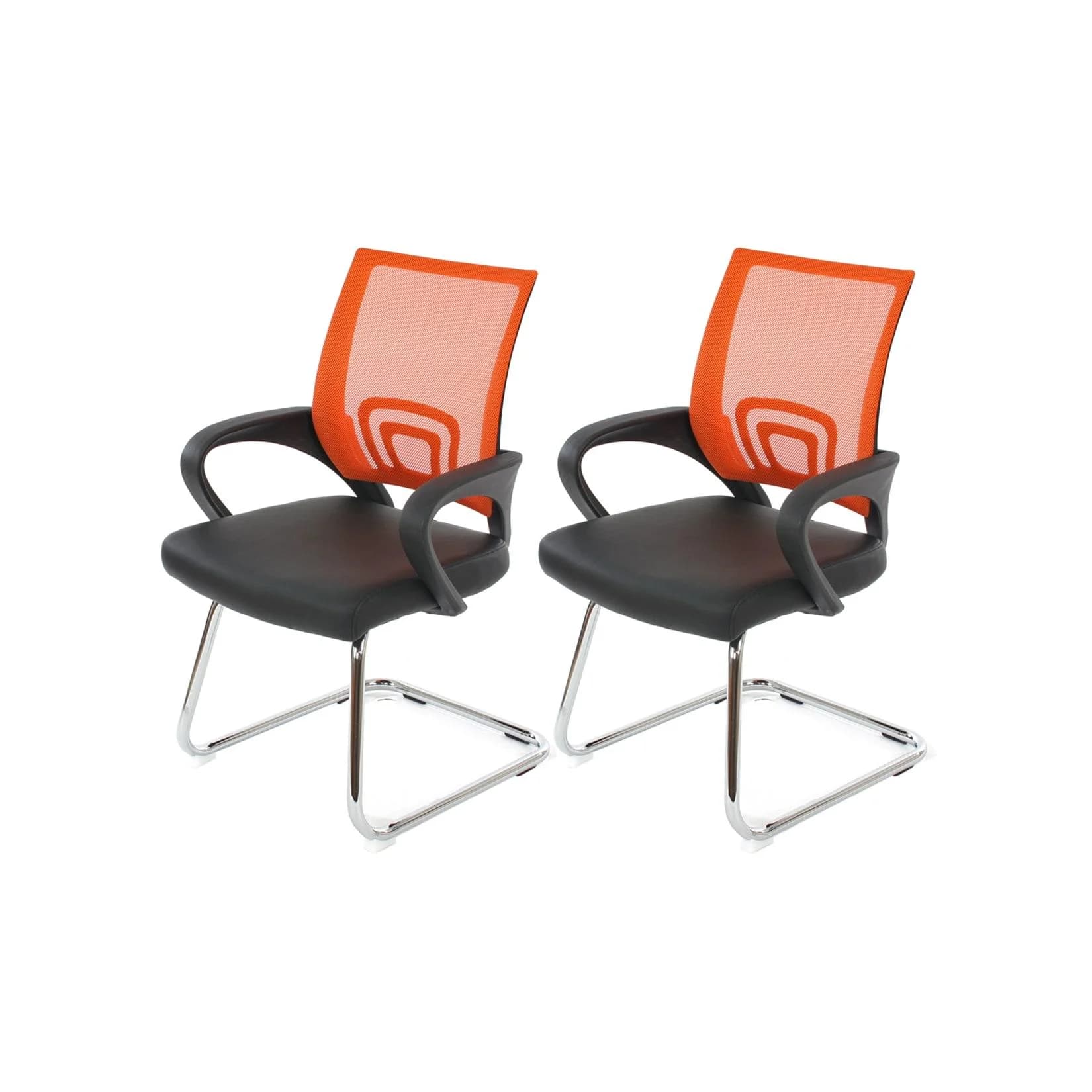 MCW 2er-Set Konferenzstuhl Afragola Kunstleder MVG-zertifiziert Orange