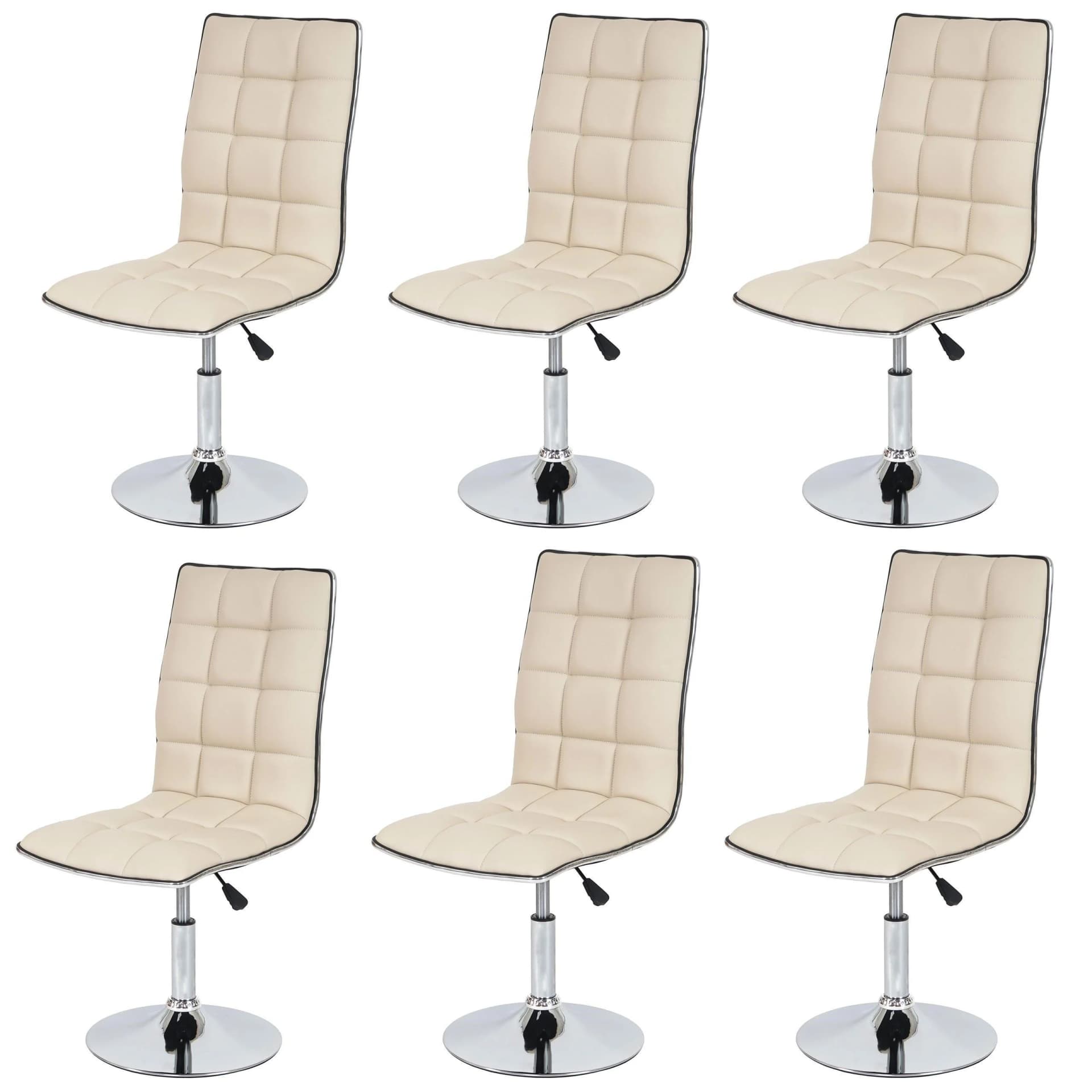 MCW 6er-Set Esszimmerstuhl Creme Kunstleder höhenverstellbar drehbar - Bild 2