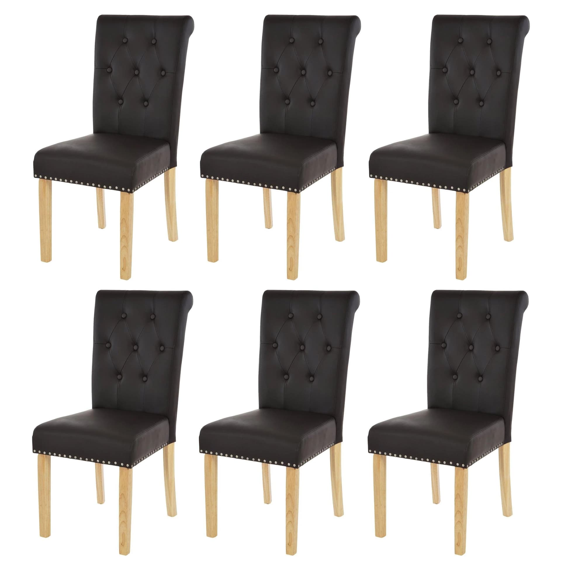 MCW 6er-Set Esszimmerstuhl Chesterfield Edinburgh II Kunstleder Coffee - Bild 2