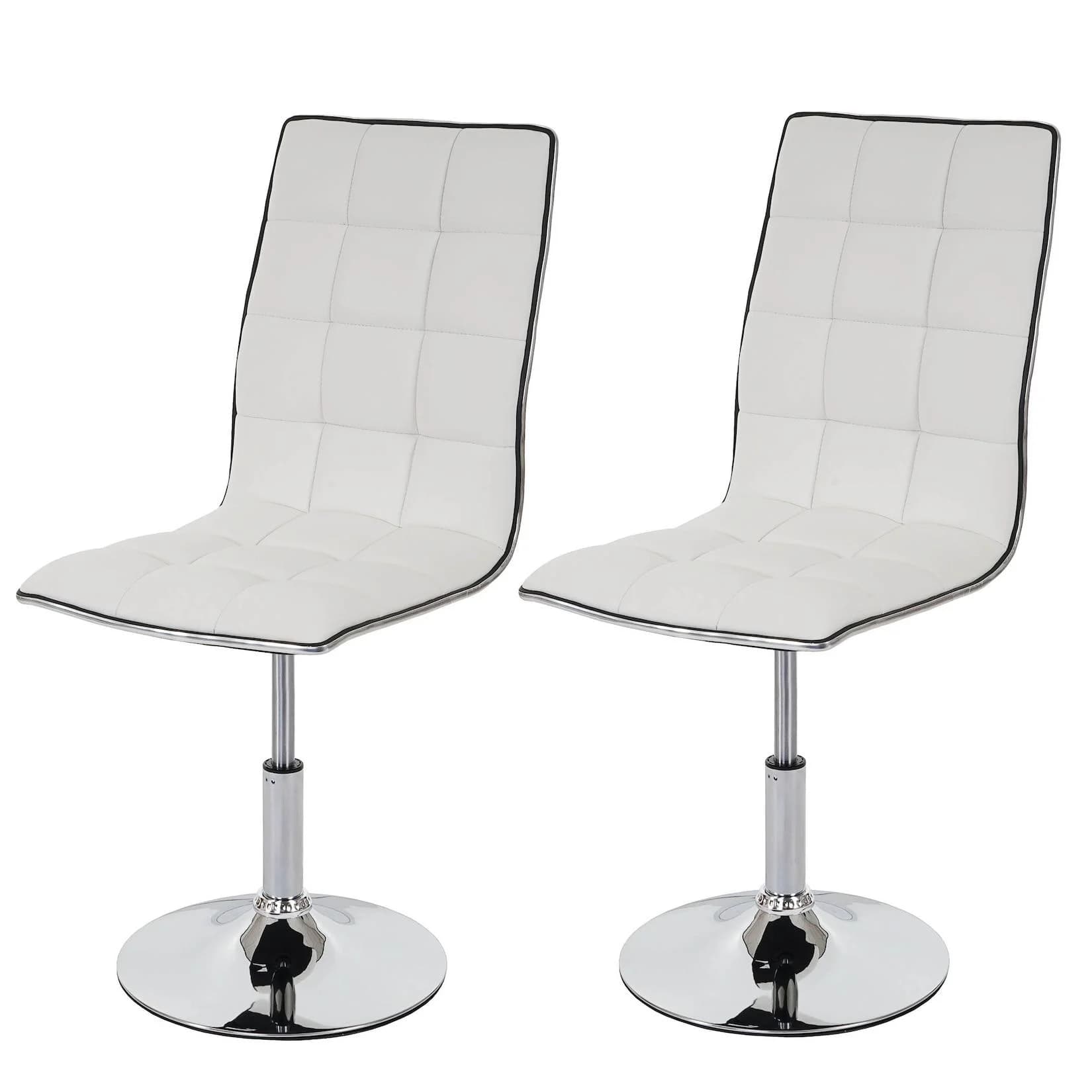 MCW Esszimmerstuhl 2er-Set Weiß Kunstleder Höhenverstellbar