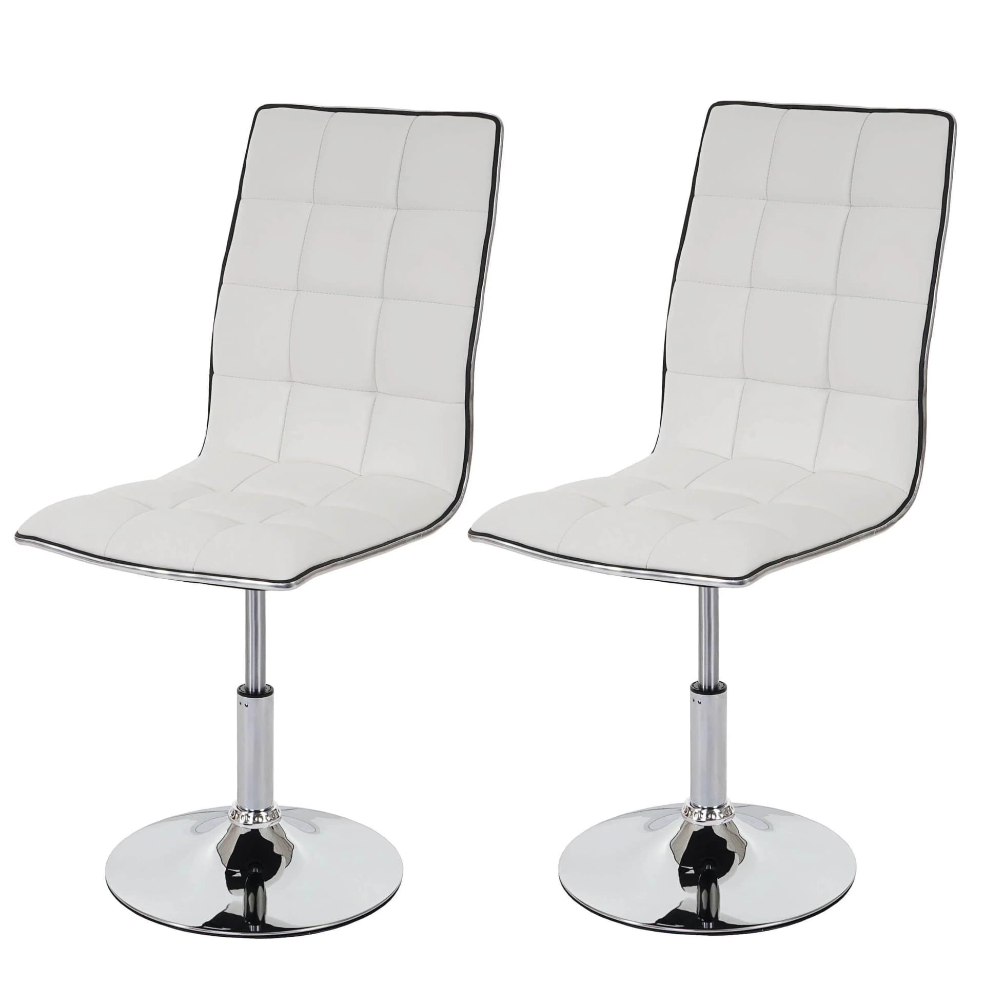MCW Esszimmerstuhl 2er-Set Weiß Kunstleder Höhenverstellbar - Bild 2
