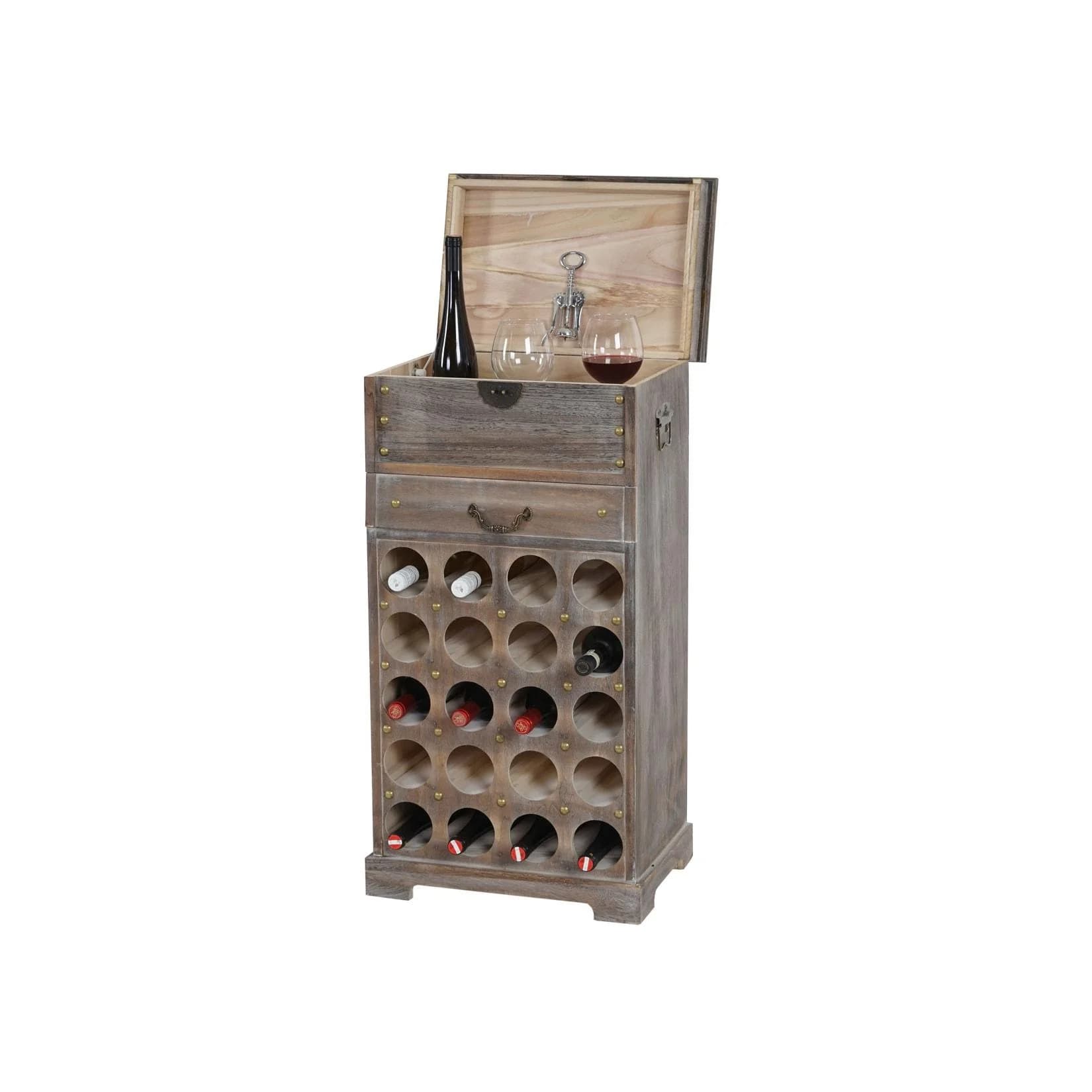MCW Weinregal Torre T323 Braun Shabby-Look für 20 Flaschen