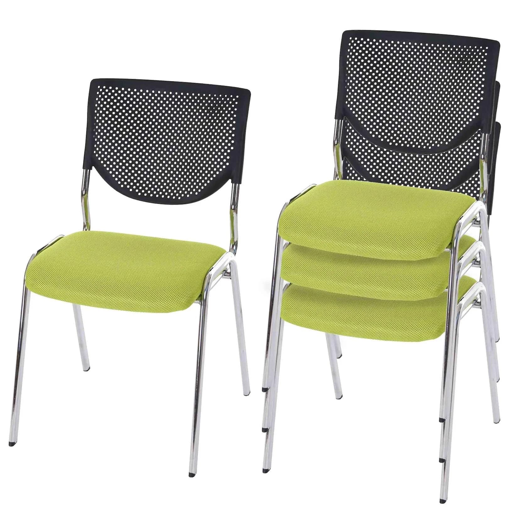 MCW 4er-Set Besucherstuhl H401 Stapelbar Grün Chrom