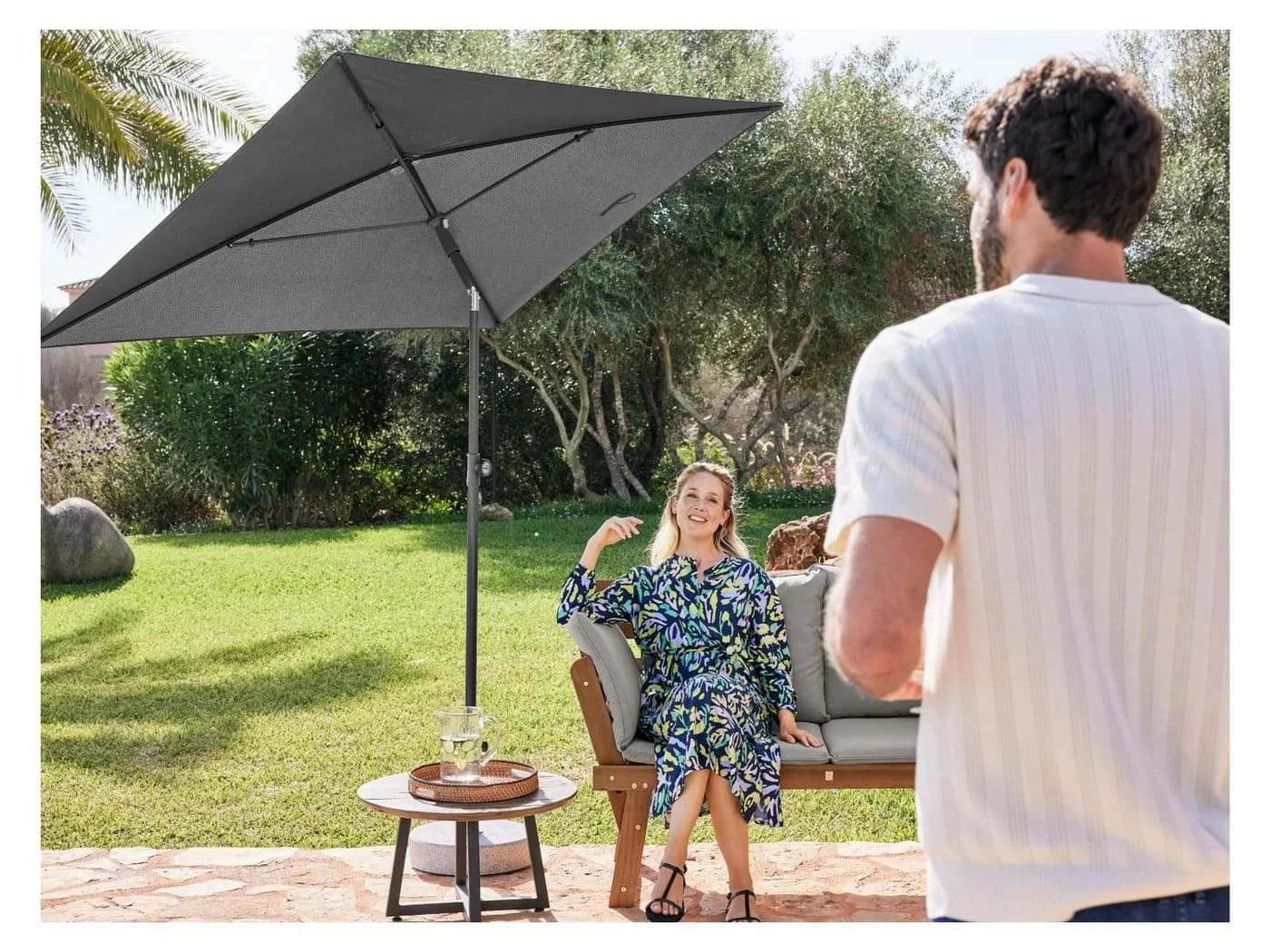 LIVARNO Sonnenschirm Rechteckig Anthrazit UV-Schutz 80