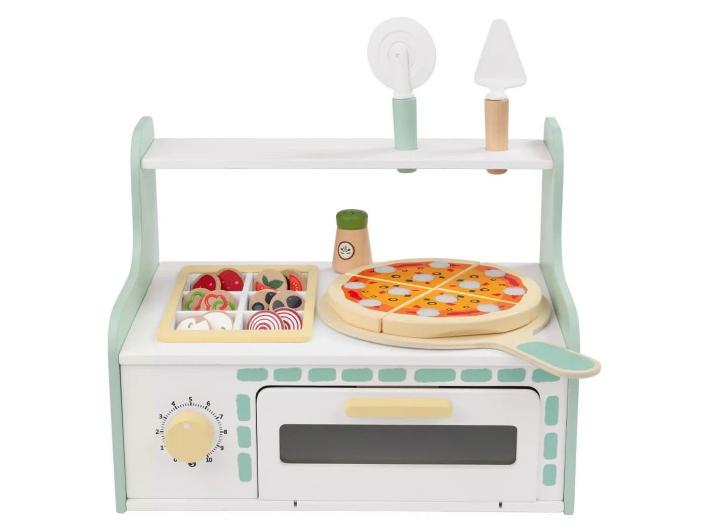 Lupilu Kinder Echt-Holzspielzeug Pizzaofen 18-tlg. Komplettset - Bild 2