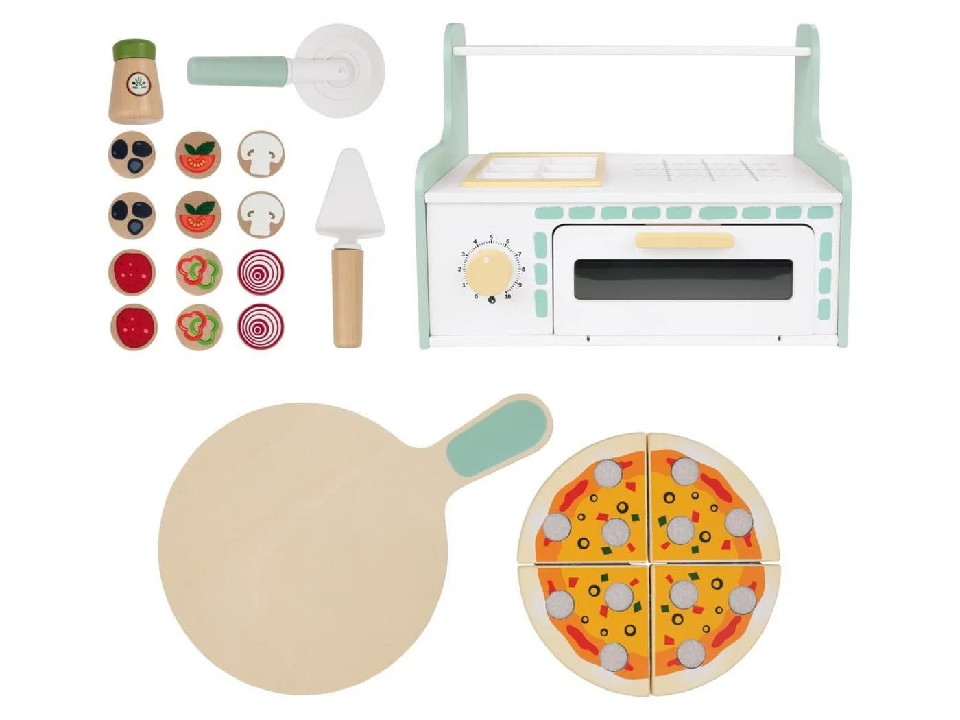 Lupilu Kinder Echt-Holzspielzeug Pizzaofen 18-tlg. Komplettset - Bild 5