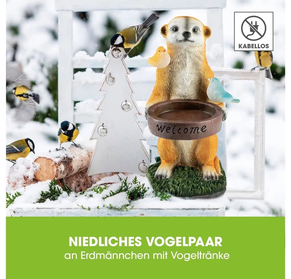 EASYmaxx LED Solarleuchte Erdmännchen Vogeltränke Gold - Bild 4