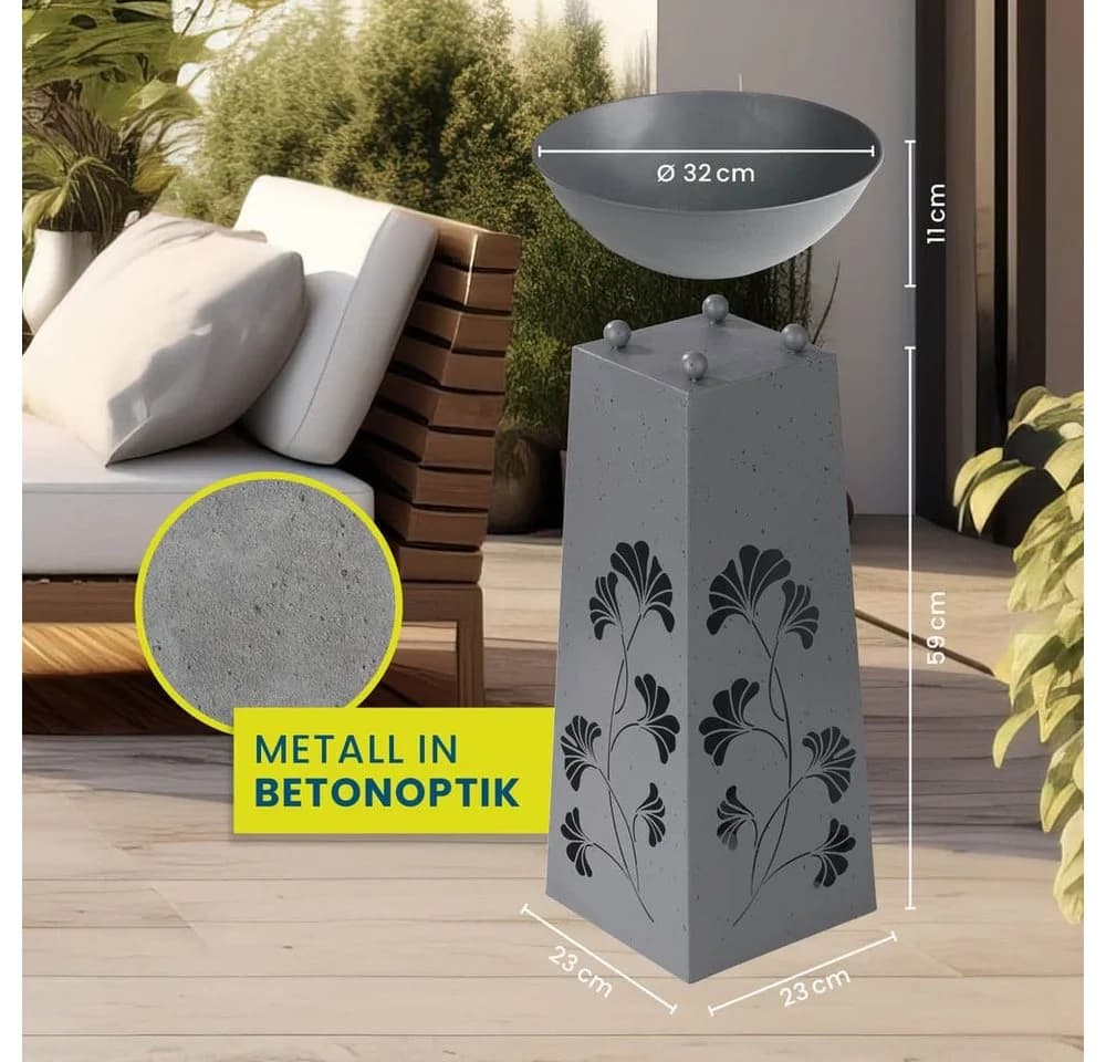 Hoberg LED Pflanzsäule Grau Beton-Optik mit Timer - Bild 5