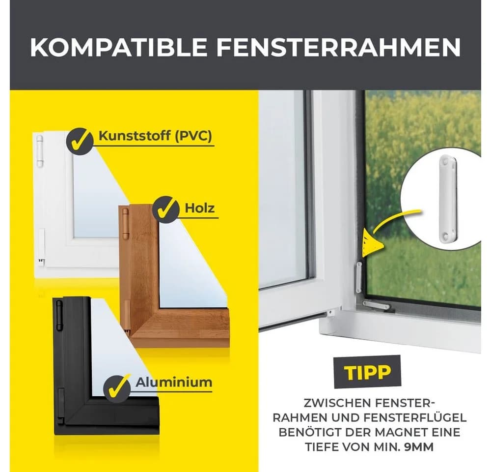 EASYmaxx Insektenschutzgitter Grau Zuschneidbar mit Magneten - Bild 5