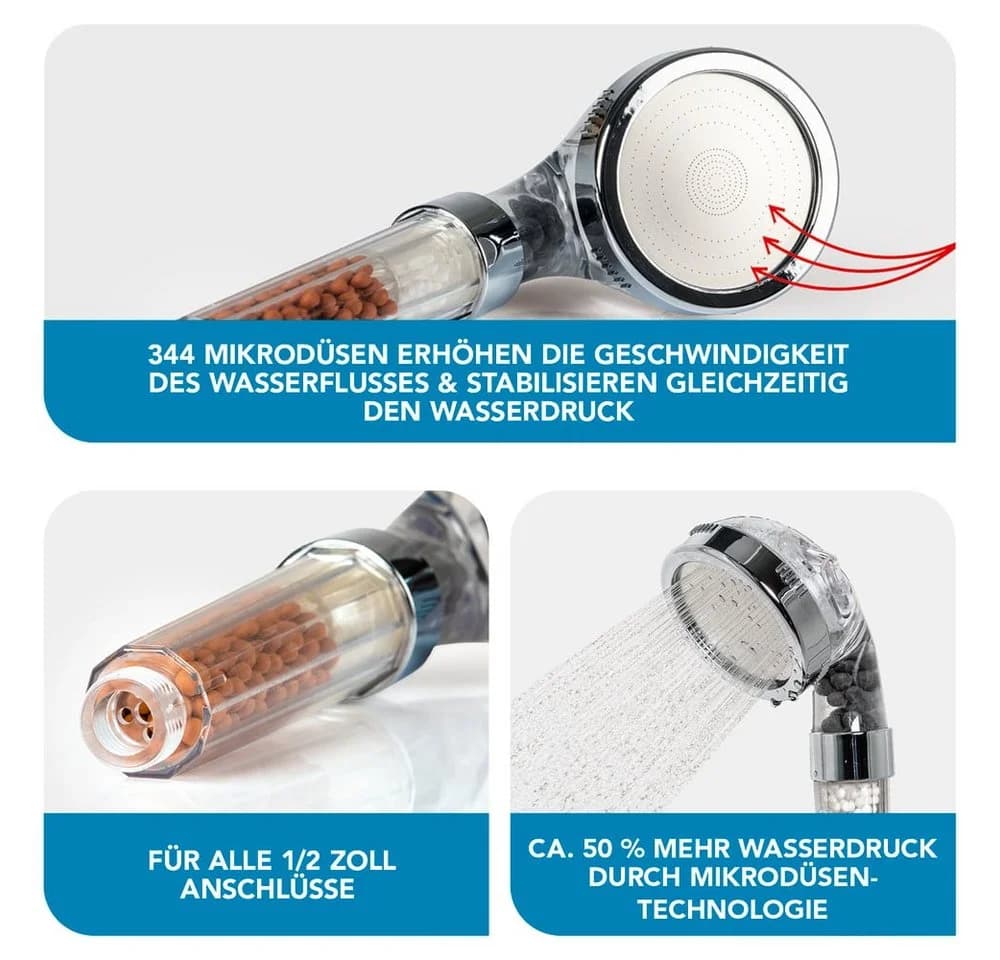 EASYmaxx Wellness-Duschkopf inkl. Mineralperlen 30% Wasser sparen, Regenschauer - Bild 3