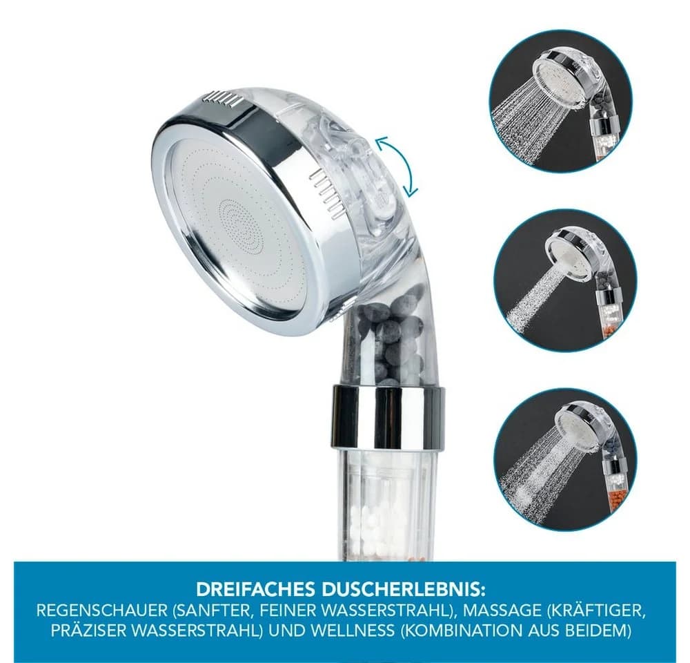 EASYmaxx Wellness-Duschkopf inkl. Mineralperlen 30% Wasser sparen, Regenschauer - Bild 4