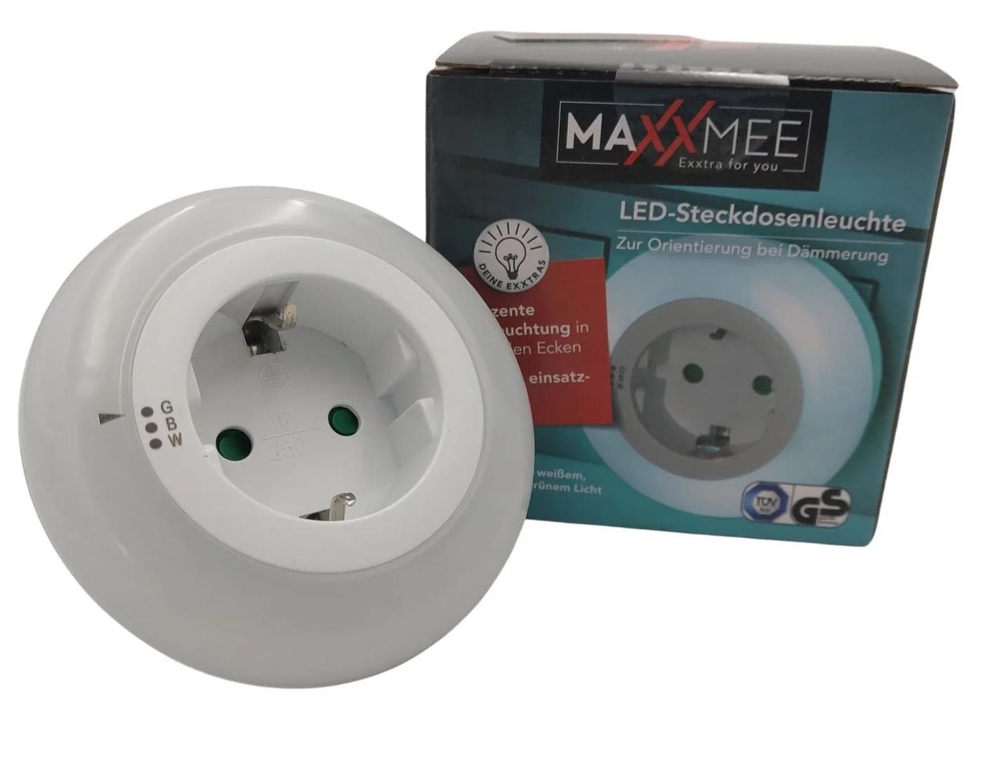 MAXXMEE LED Nachtlicht Steckdosenleuchte mit Lichtsensor 3 Farben