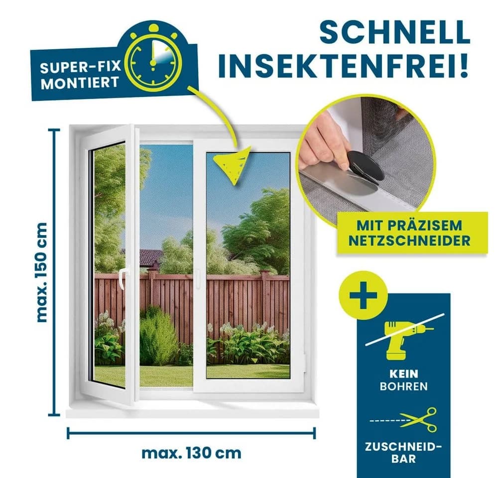 Hoberg Insektenschutz-Fensterrahmen Magnetbefestigung Fliegennetz - Bild 4