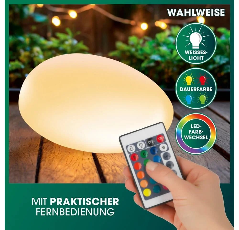 EASYmaxx LED Solarleuchte Deko-Stein Gartenleuchte Weiß Farbwechsel - Bild 5