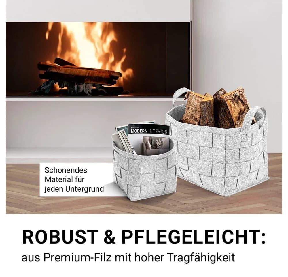 N8WERK Aufbewahrungskorb Filz Grau Skandinavisch - Bild 3