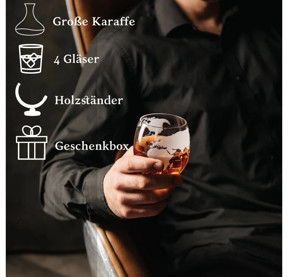 Kemstood Dekanter 8-in-1 Whisky-Set mit Globus-Karaffe & Gläsern - Bild 3
