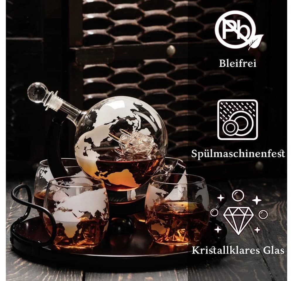 Kemstood Dekanter 8-in-1 Whisky-Set mit Globus-Karaffe & Gläsern - Bild 4