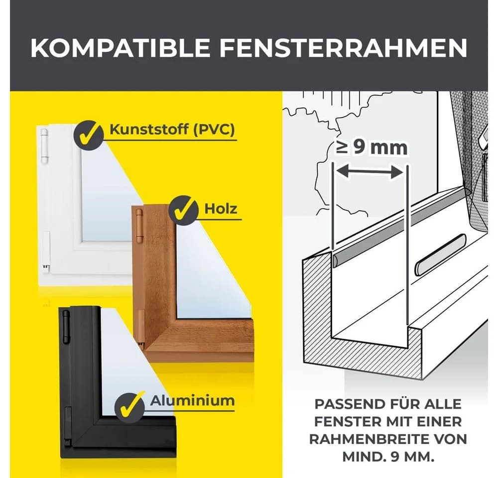 EASYmaxx Insektenschutzgitter mit Klettverschluss zuschneidbar Schwarz - Bild 3