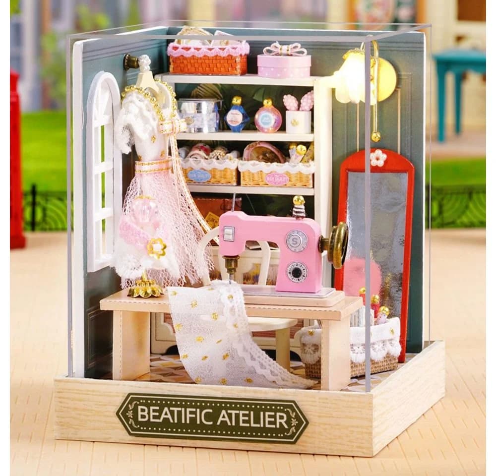 Cute Room 3D-Puzzle Puppenhaus Miniatur DIY Modellbausatz Schneiderei