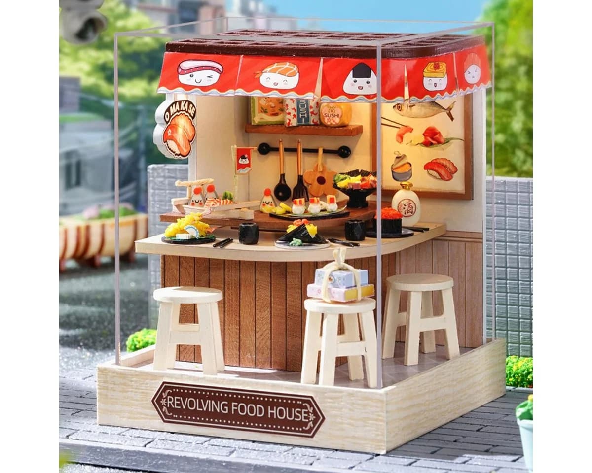 Cute Room 3D-Puzzle DIY Miniaturhaus Modellbausatz Revolving Sushi - Bild 4