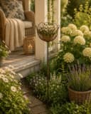 finehomegarden Gartenstecker Korb Metall Ø25cm H109cm braun rostfarbend Bild 1