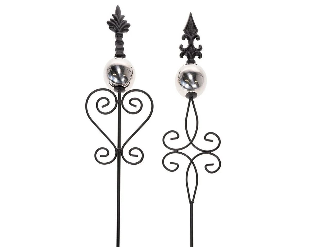 Posiwio Gartenstecker Schwarz Metall Verschnörkelt 2 Stück - Bild 2