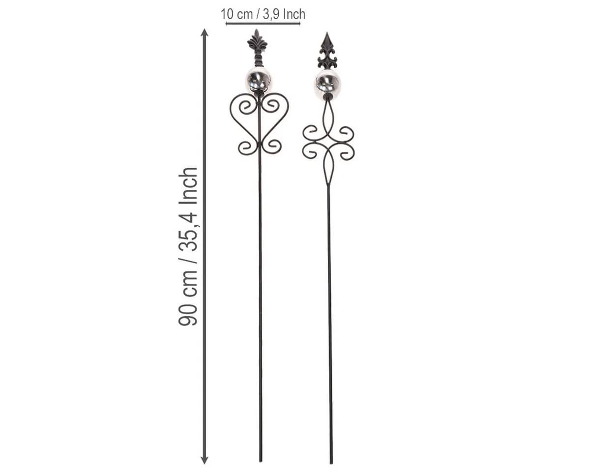 Posiwio Gartenstecker Schwarz Metall Verschnörkelt 2 Stück - Bild 3